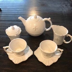 Grace Teapot, Sugar Bowl, Cream Pitcher and 2 cups with saucers